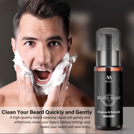 Beard Kit for Men Beard Grooming & Care, Natural Beard Wash/Shampoo Beard Brush Beard Comb Beard Balm Mustache Scissors & Storage Bag with Trimming Tool, Gifts for Husbands Boyfriend