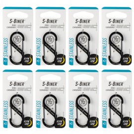 Nite Ize S-Biner Stainless Steel Dual Carabiner - Size 2 - Black - 8 Count (8 Pack)