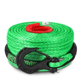 Synthetic Winch Rope, 3/8'' x 60ft 19,854LBS Synthetic Winch Line 3/8 Winch Cable Replacement Synthetic Rope with Forged Winch Hook for 4WD Off Road Vehicle SUV Truck(Green-Slim)