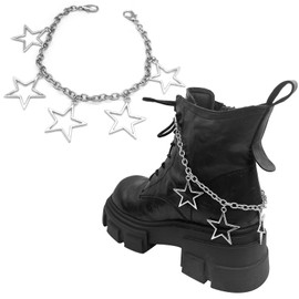 Gownsella 2PCS Shoe Charms Chain Shoelace Chains DIY Punk Shoe Accessories Decoration for Boot Sneaker Bag Handbags Pants Chain Keychain Cool Party for Girl Women (05Five pentagrams)