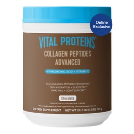 Vital Proteins Collagen Peptides Advanced, Hydrolyzed Peptides with Hyaluronic Acid and Vitamin C - Chocolate Flavor Powder, 24.7oz