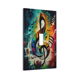 Sghxwp Colorful Musical Notes on A Rainbow Hued Background 1 Gang Light Switch Covers Single Toggle Wall Plate Decorative Switchcover Electrical Switchplate for Country Living Decor