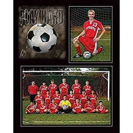 Play Hard Soccer 7x5/3.50x5 Memory Mates cardstock Double Photo Frame Sold in 10's - 5x7