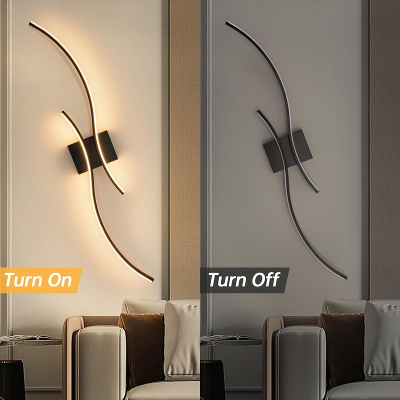 CANEOE Modern Led Wall Light, 39inch Black Indoor Led Wall