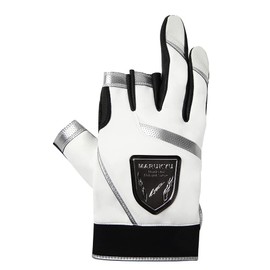 MARUKYU TR-01 Fishing Gloves, 3 Cuts, S, White/Silver