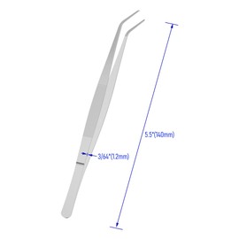 FOCMKEAS 2 PCS 5.5 Inch Stainless Steel Tweezers with Curved Pointed Serrated Tip, Perfectly Aligned, 3/64 Inch Thickness Stainless Steel, Multipurpose Daily Garden Home Lab Craft Repairing Tool