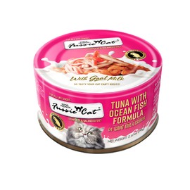 Fussie Cat Super Premium Canned Wet Cat Food in Goat Milk Gravy -2.47 oz Cans - Case of 24 Pack (Tuna & Oceanfish), Lid