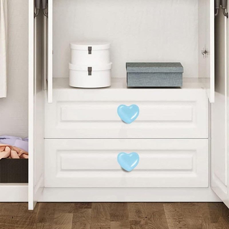 YOYEAH Pack of 6 Heart Shaped Ceramic Furniture Knobs, Colourful