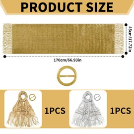 YCHYAN 2 Stück Funkelnde Schals Damen, Schal Glitzer Gold, Schal Silber für Abendkleid und Umhang, Weich und Hautfreundlich, Selbständige Schlaufenschnalle, Geeignet für Abendkleider, Abendessen