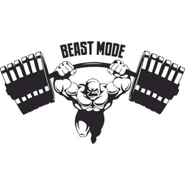 Beast Mode Gym Fitness Exercise Lifting Barbell Weightlifting Bodybuilding Wall Art Sticker Designs Decors Vinyl Stickers for Home House Walls Rooms Window Bedroom Decoration Size (28x22 inch)