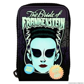 Loungefly Universal Monsters Bride Of Frankenstein Neon Mask Wallet, Purple, Small, Wallets, Purple, purses
