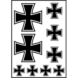 Daged Iron Cross Sticker Card 9 Pieces Sticker Sheet – Car Motorcycle Biker Flag Decoration AK