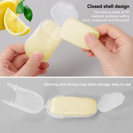 50PCS Portable Soap Sheets, Disposal Mini Thin Hand Wash with PP Case, Scented Hand Washing Paper Soap for Convenient Outdoor