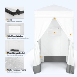 EAGLE PEAK Flex Ultra Compact 4x4 Pop-up Canopy, Sun Shelter, Changing Room, Portable Privacy Canopy Cabana for Pool, Fashion Photoshoots, or Camping, White