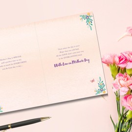 Words and Wishes Mother's Day Card, Gold Foil Floral Design, UK Made