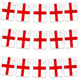 19.7ft/6m Fabric St Georges England English Bunting Polyester Banner 20 Flags For Street Party Euro Cup Football Rugby Cricket World Cup Decoration