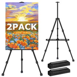 VAIIGO 2 Pack Metal Easel Stand for Painting & Display, Adjustable 37-153cm Tripod Artist Easel, Foldable Floor/Tabletop Easel with Carry Bag, for Poster, Canvas, Signs, Weddings, Events, Exhibitions