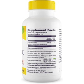 Heathy Origins Fermented Resveratrol 300 mg (Non-GMO, 98% Trans-Resveratrol, European Sourced, Gluten Free, Antioxidant), 150 Veggie Caps
