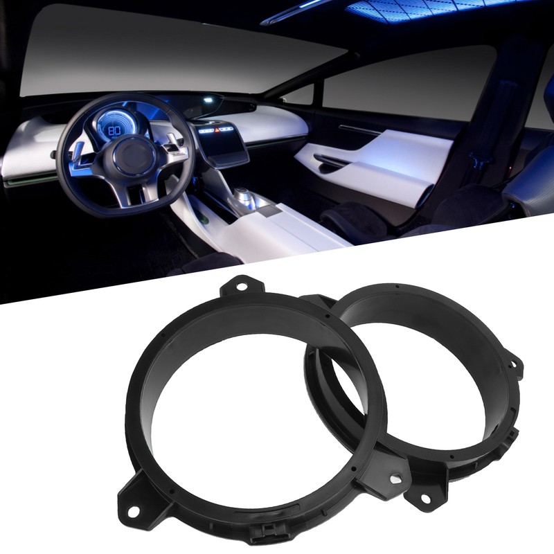 1 Pair 6.5in Door Speaker Spacer Wire Harness Kit Black