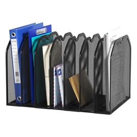 FANXIYQ Organizador negro de carpetas de archivos de 7 secciones para escritorio, soporte vertical de metal, organizador de archivos de escritorio, so