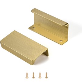 Ndjiloik Pack of 10 Hidden Door Handles, Cabinet Handles, Furniture Handles, Modern Kitchen Handles, Aluminium for Wardrobe, Door, Drawers, Gold, Total Length 80 mm