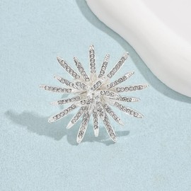 Bestleey Sun Rhinestone Ring for Women Crystal Starburst Cocktail Ring Hypoallergenic Statement Jewelry Boho Chic Everyday Ring for Women, Metal, No Gemstone