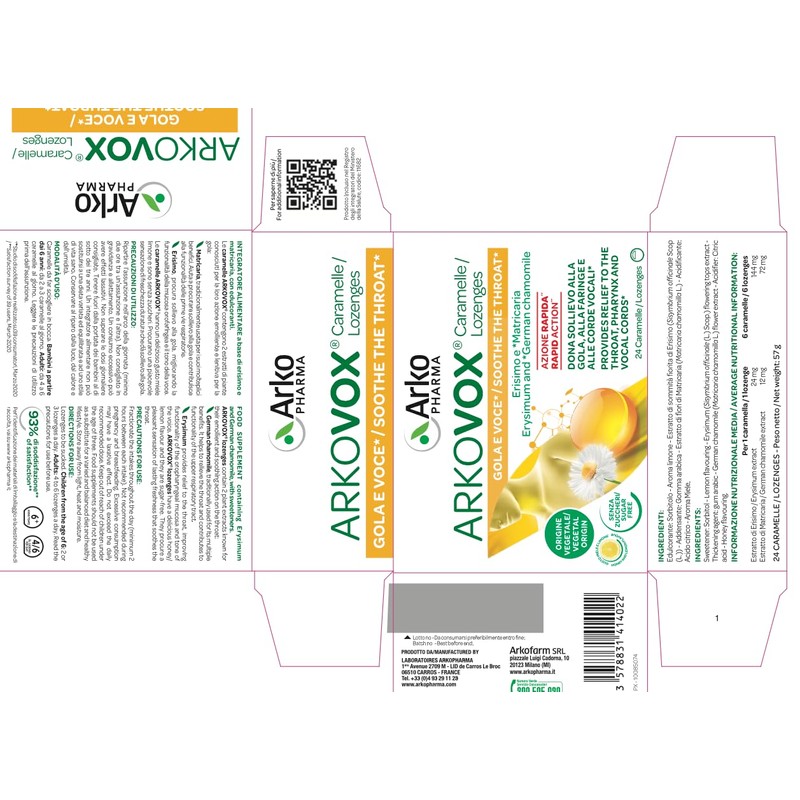 ArkoPharma Arkovox Propoli Pastiglie Miele e Limone Integratore, 24 Compresse