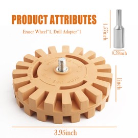 Rubber Eraser Wheel for Drill with Drill Adapter,Gear Slot Decal Remover Wheel to Clean Stickers from Automotive Surfaces,Upgraded Rubber Wheels for Drills Sticker Remover Tool