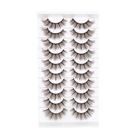 Pestañas marrones Aspecto natural Pestañas postizas de color marrón oscuro Pestañas de visón sintético tenues Pestañas postizas esponjosas Tiras 3D Evelashes Paquete de 10 pares (MQ607)