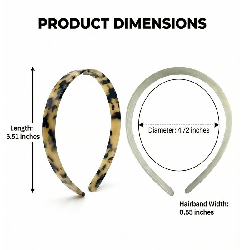 2 Pack Headbands for Women Tortoise Shell Hair Band Acetate