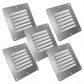 Gchee Boat Cabin Vents Air Vent Cover Ventilation Louver 4-1/2" X 5" 316 Stainless Steel Stamped Air Venting Panel Cover 5 Pack (Silver)