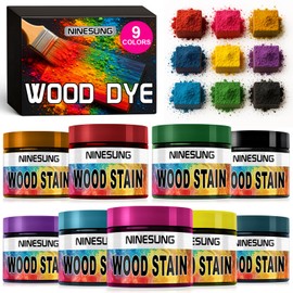 NINESUNG 9-Colors Wood Dye Powder - Fast-Drying Pigment for Furniture & Crafts - 2 oz Each Color (Indoor/Outdoor Use) - Vibrant, Water-Resistant Wood Stain Powder for DIY Projects (9 Colors)