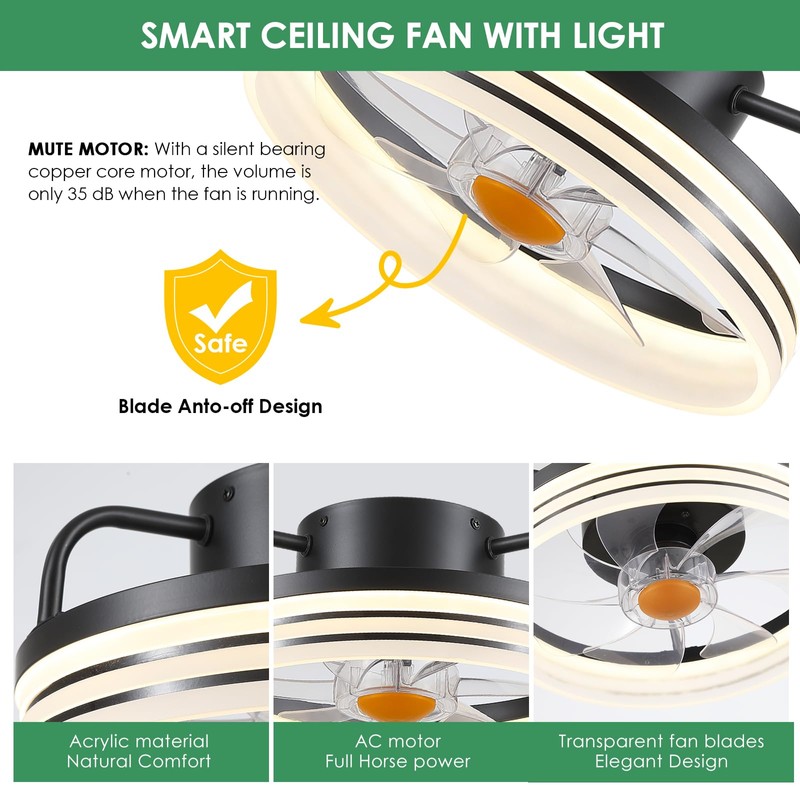 Mpayel Ceiling Fans with Lights and Remote - Flush Mount