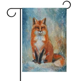 Yochoice ALAZA Vintage Forest Little Fox Polyester Garden Flag House Banner 12 x 18 inch, Two Sided Welcome Yard Decoration Flag for Wedding Party Home Decor