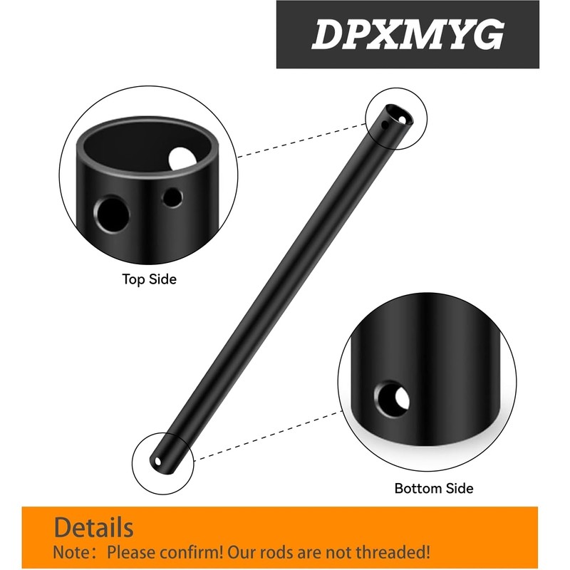 DPXMYG 16 inch Ceiling Fan Downrod with Extension Cord, Black