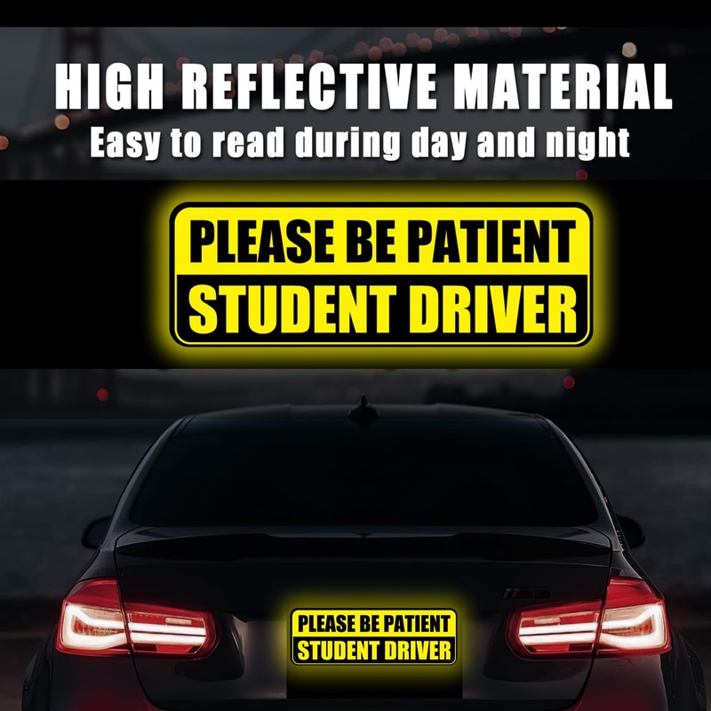 Lusinus Student Driver Magnet for Car - 3-Pack Reflective Magnetic