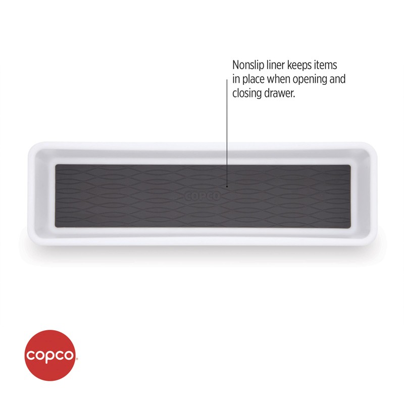Copco Basics Drawer Organizer, 12.81 x 3.81 x 2.1-Inches, White/Charcoal
