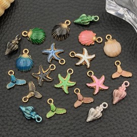 WOCRAFT 40pcs Enamel Sea Ocean Life Seashell Conch Charms Charms for Jewelry Making Bulk Summer Nautical Marine Life Charms Necklace Earrings Bracelet Making DIY Craft (SN798)