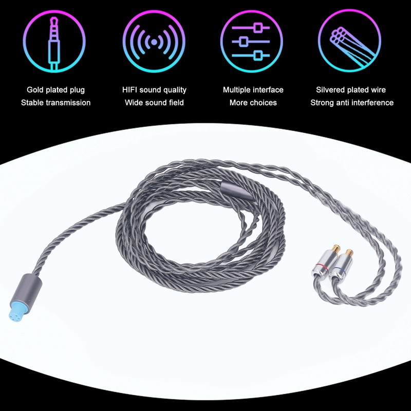A2DC Headphone Replacement Cable 3.5mm 2.5mm 4.4mm Plugs Headphone Upgrade