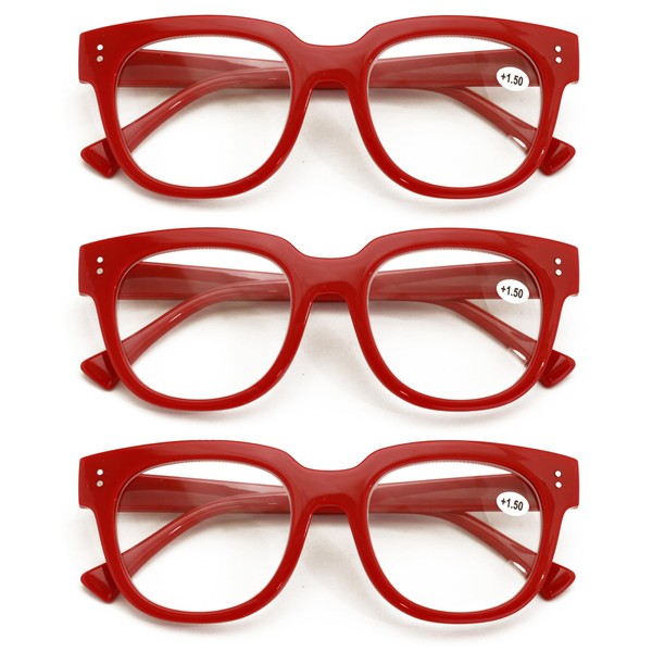 V.W.E. 3 Pairs Women Bold Reading Glasses - Comfortable Oversized