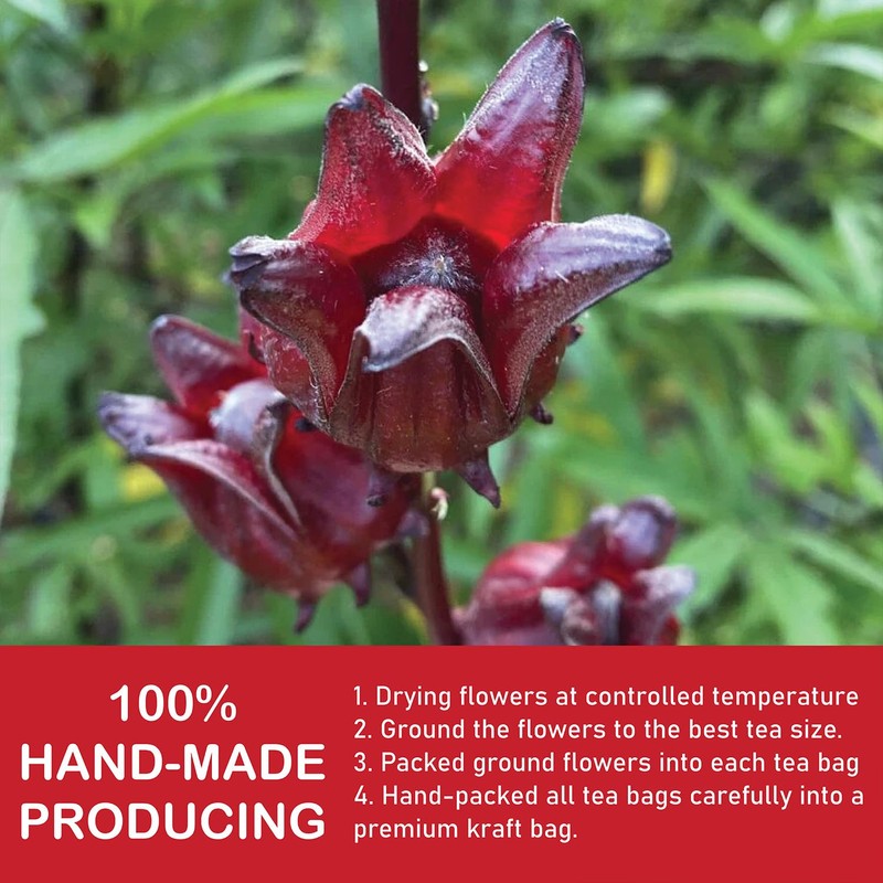 Premium Hibiscus Flowers Tea - 100% Natural, Handmade, Pure Herbal