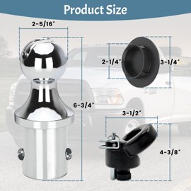 60618 Puck System Gooseneck Hitch Ball Kit, for 2013-2023 Dodge RAM 2500 3500, 2-5/16 Inch Gooseneck Ball for Truck Bed with 2 Gooseneck Safety Chain Anchors(30000 lbs GTW/ 7500 lbs VTW)Carrying Case