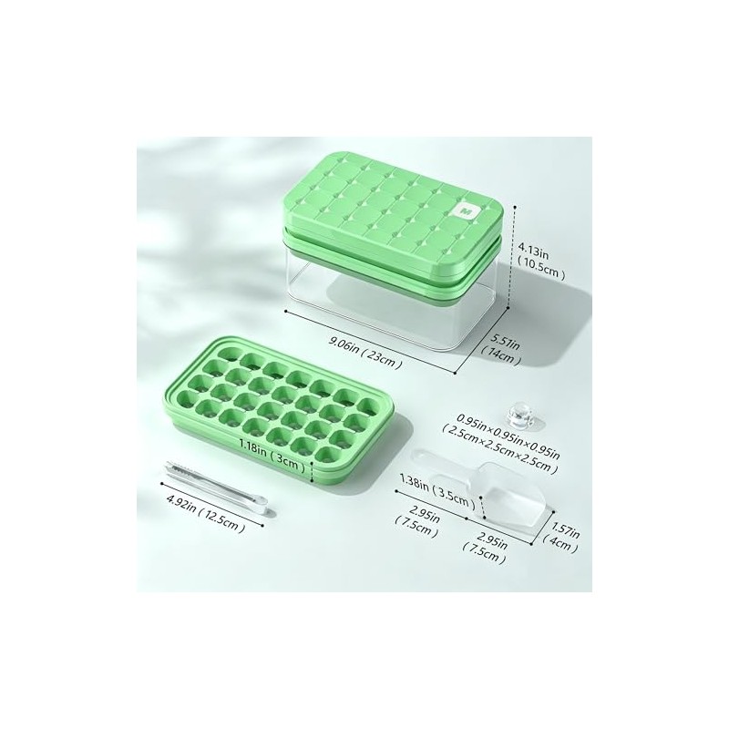Ice Cube Tray, Ice Cube Tray with Lid and Container,