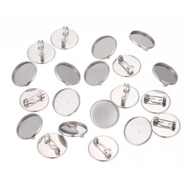 EXCEART 20Pcs Brooch Clasps Pin Disk Base Pad Bezel Blank Cabochons Trays Backs Bar for Badge Corsage Name Tags and Jewelry Craft Making (25mm)