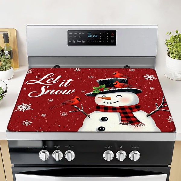 Snowmen let it snow Christmas Stove Top Cover Retro Gas