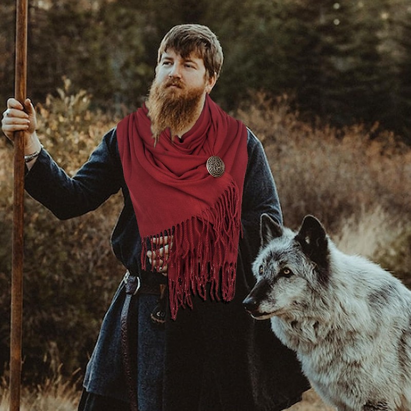 L'VOW Medieval Northman Shawl Wrap Half Shoulder with Viking Turtle
