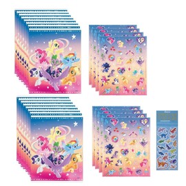 Unique My Little Pony Geburtstagsparty-Zubehör-Set enthält 16 Plastiktüten, 8 Aufkleberbögen, 1 Dinosaurier-Aufkleberbogen