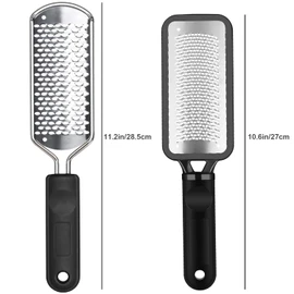 2Pcs Colossal Professional Foot File and Callus Remover, High Grade Stainless Steel Foot Rasp for Wet and Dry Feet, Washable Pedicure Tool for Smooth Heels