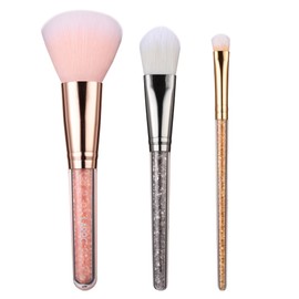 Make Up Brushes, LaRoc, 3pc - Crystal Makeup Brush Design, Compact Complete Coverage Set - Foundation Brush, Powder Brush, Concealer, Eyeshadow, Liquid & Cream and More
