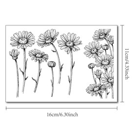 DIYology Daisy Flowers Clear Stamps for Card Making or Journaling Floral Blossom Transparent Rubber Stamps for Scrapbooking Photo Album and Other Paper Crafts Decoration